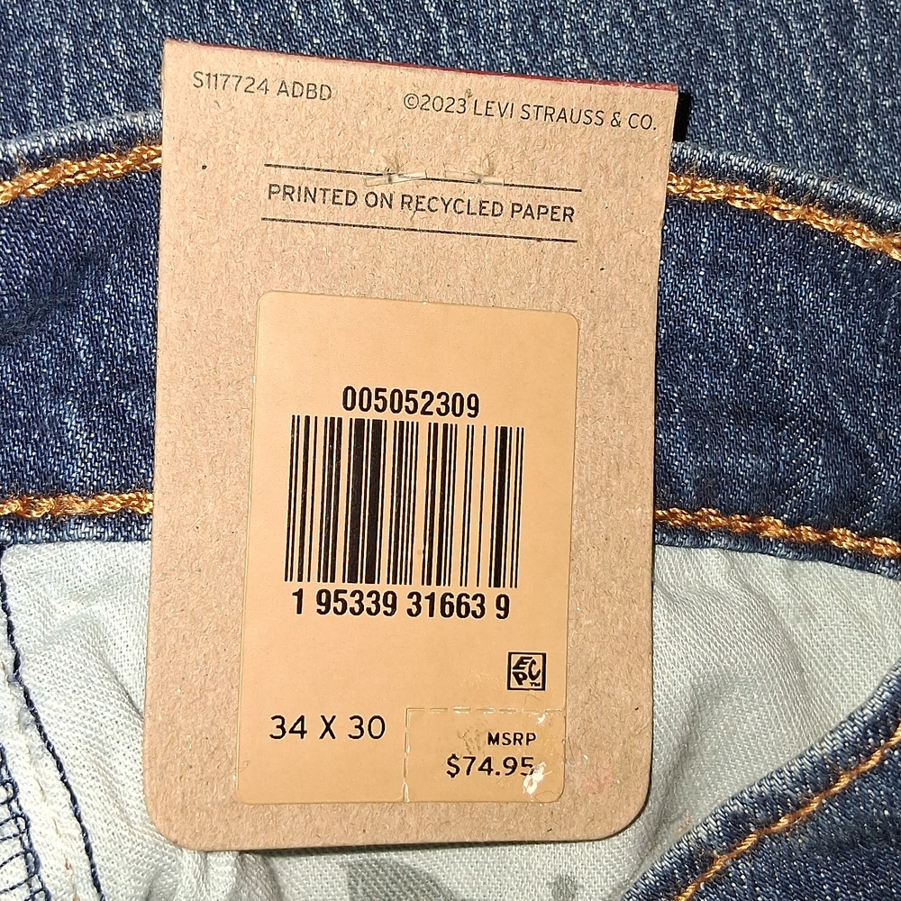 Levi's 505 Regular Fit Jeans - Eco Ease 34x30 NWT - Picture 4 of 4